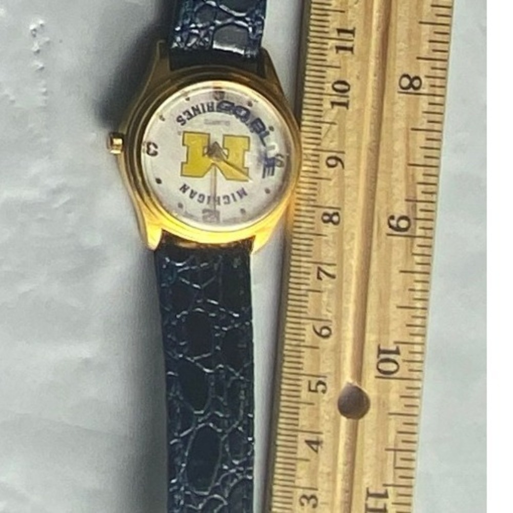 Mens Gold Tone Watch Blue Croc Embossed Leather Band